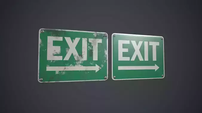 Plastic Exit Sign 2 PBR Game Ready Low-poly 3D model