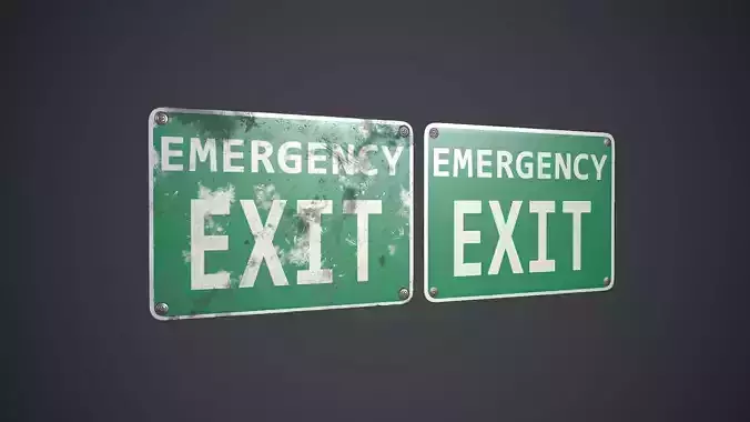 Plastic Exit Sign 3 PBR Game Ready Low-poly 3D model