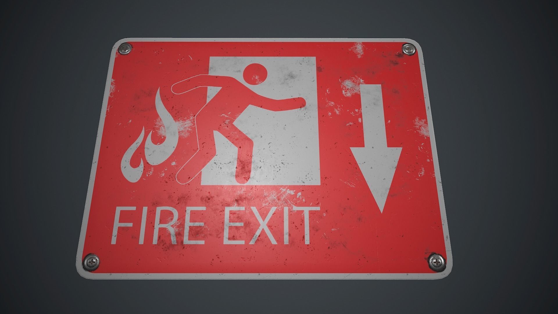 Plastic Exit Sign 4 PBR Game Ready Low-poly 3D model_7