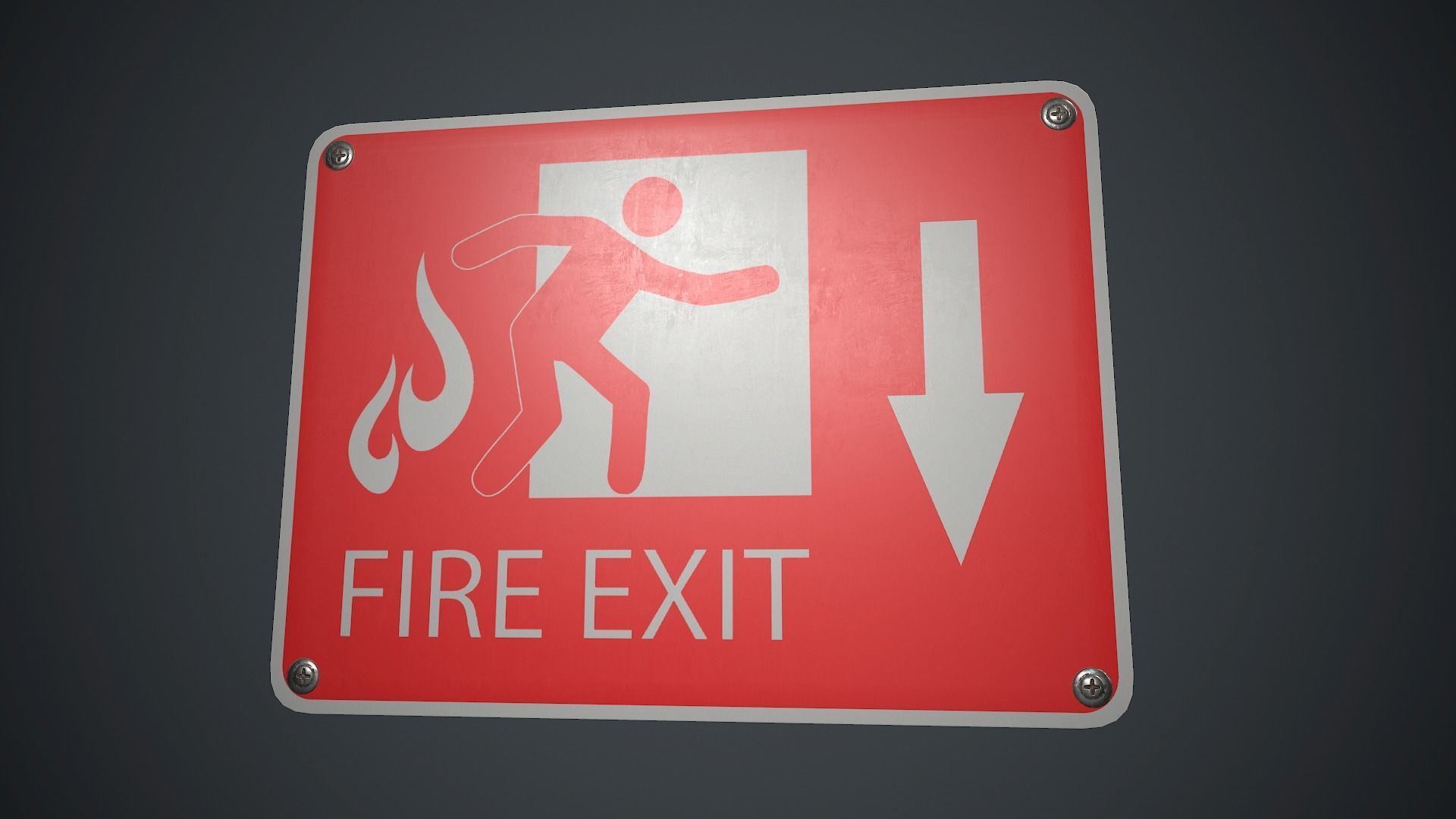 Plastic Exit Sign 4 PBR Game Ready Low-poly 3D model_5