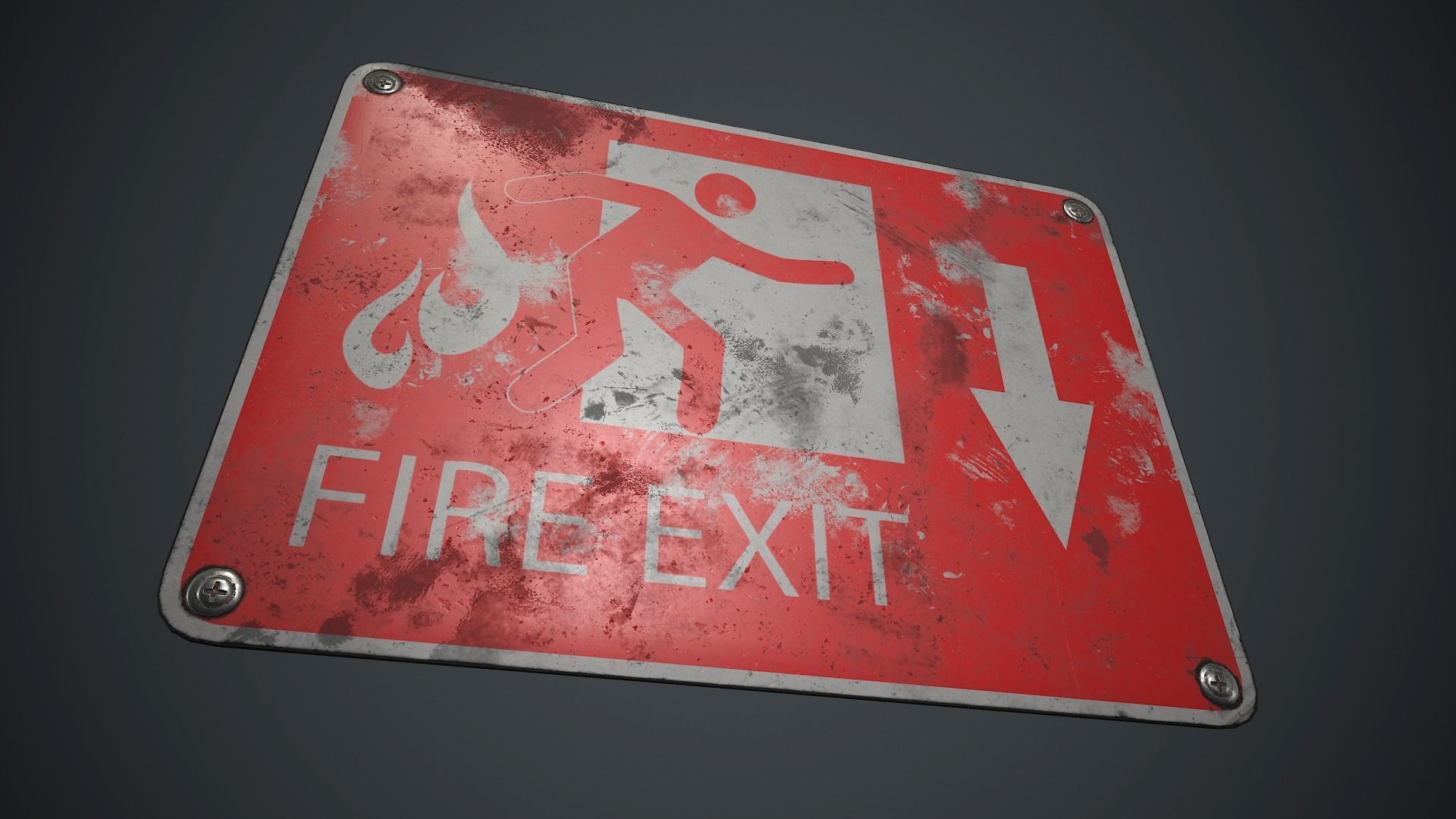 Plastic Exit Sign 4 PBR Game Ready Low-poly 3D model_10