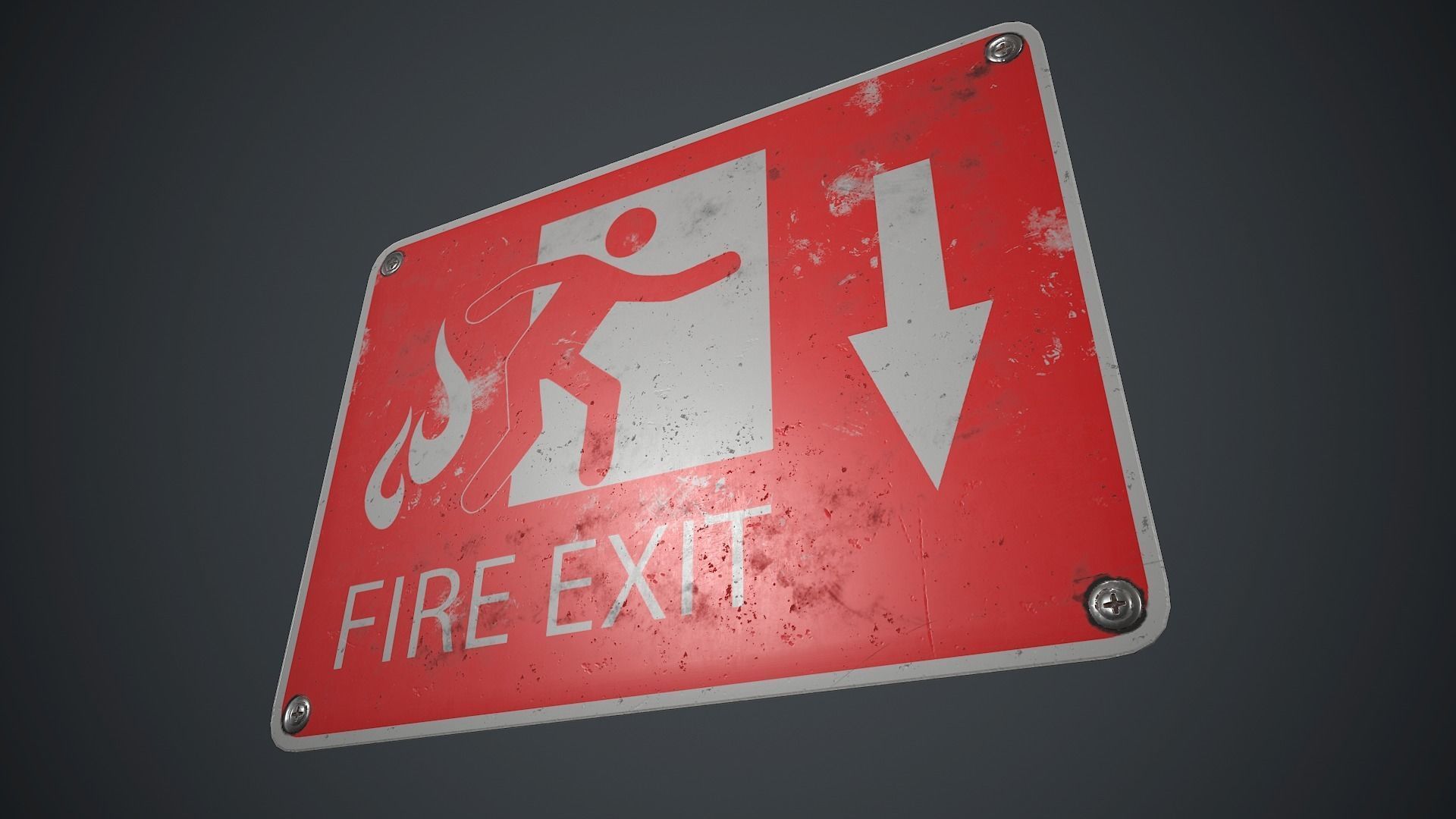 Plastic Exit Sign 4 PBR Game Ready Low-poly 3D model_8