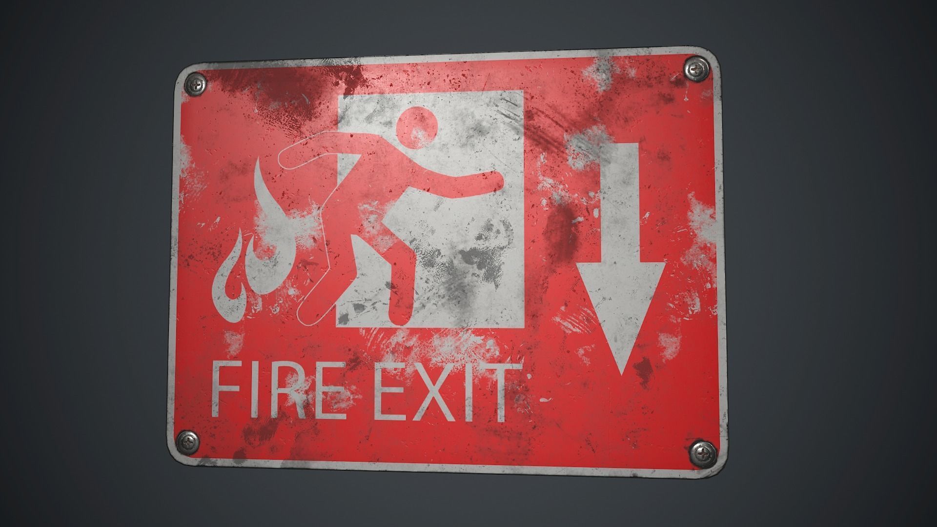 Plastic Exit Sign 4 PBR Game Ready Low-poly 3D model_9