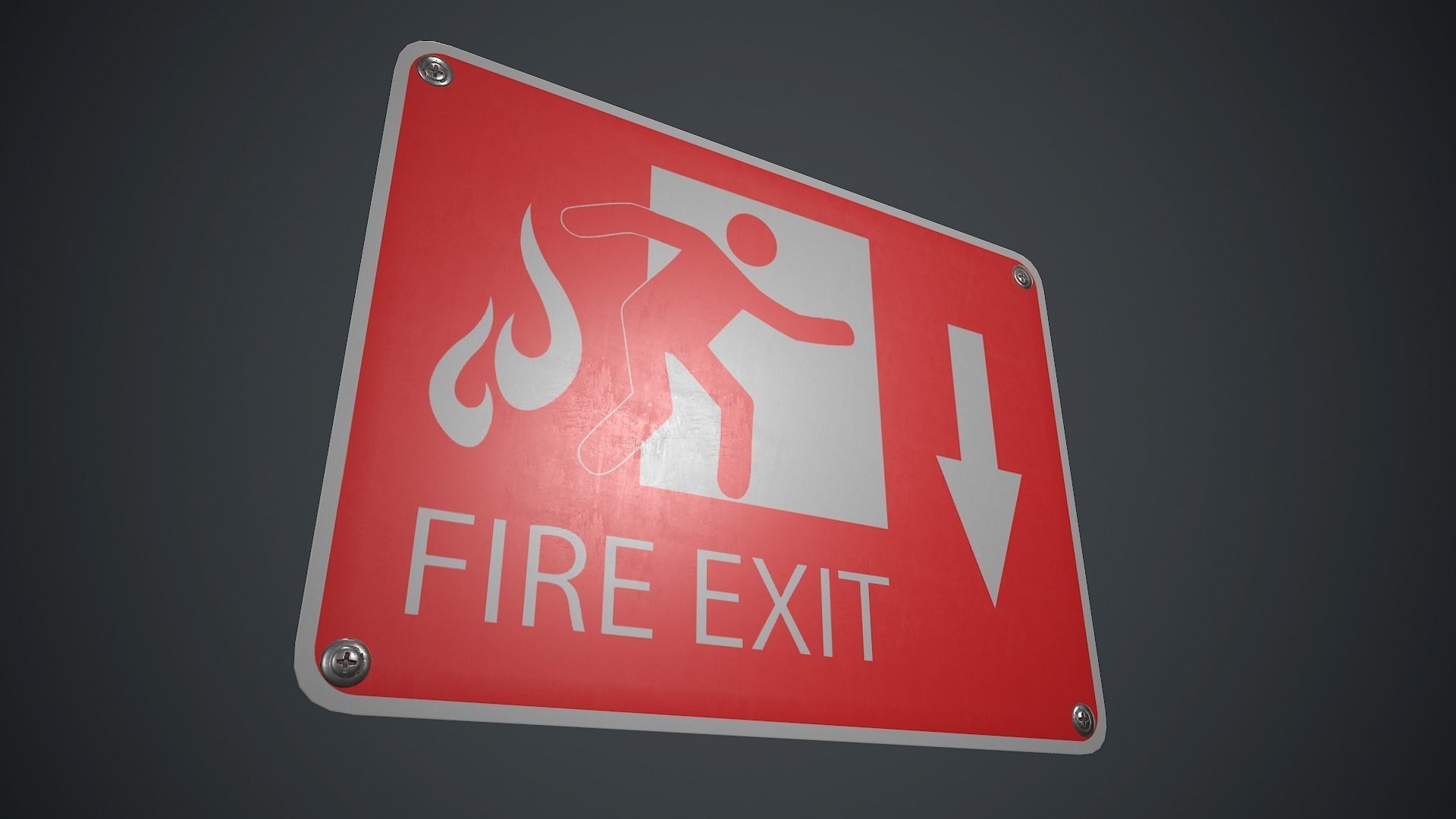Plastic Exit Sign 4 PBR Game Ready Low-poly 3D model_6