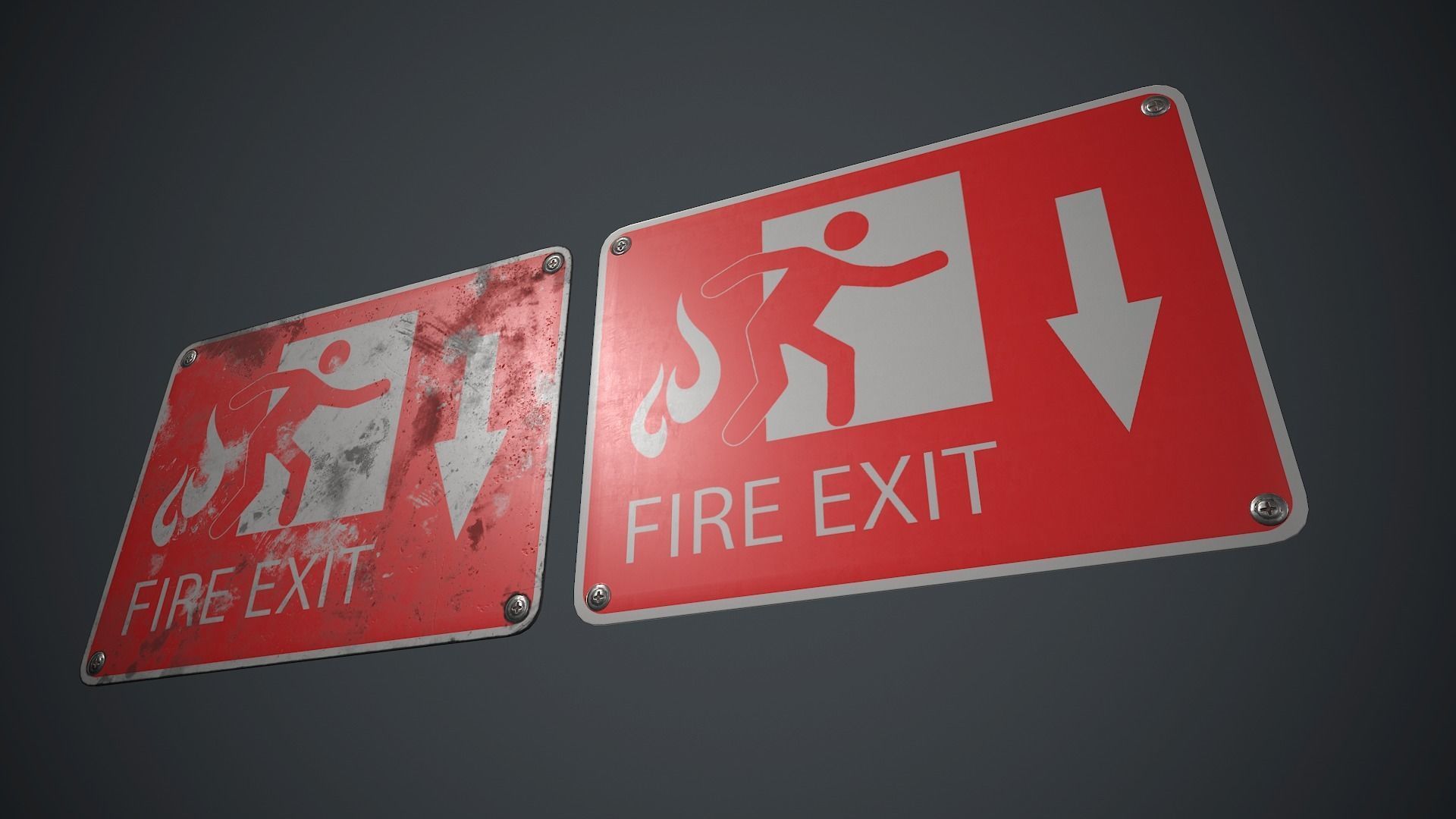 Plastic Exit Sign 4 PBR Game Ready Low-poly 3D model_2
