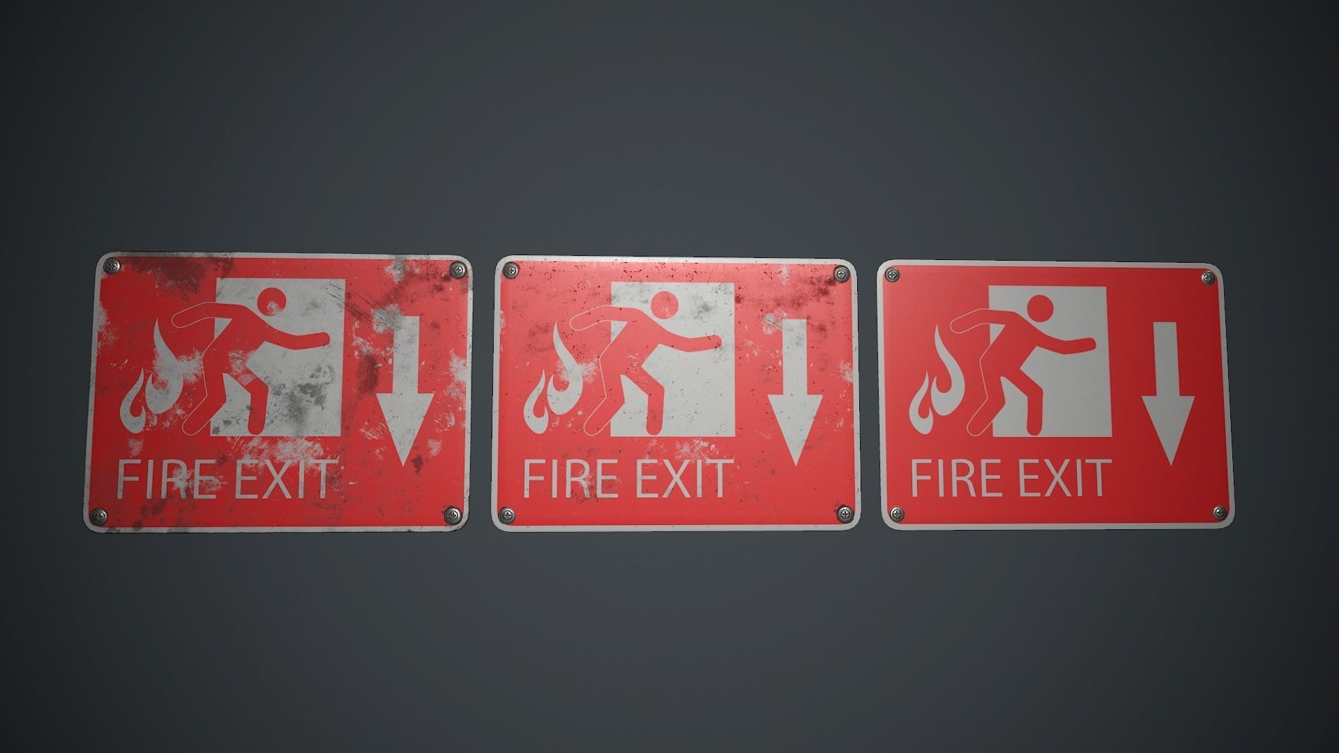 Plastic Exit Sign 4 PBR Game Ready Low-poly 3D model_3