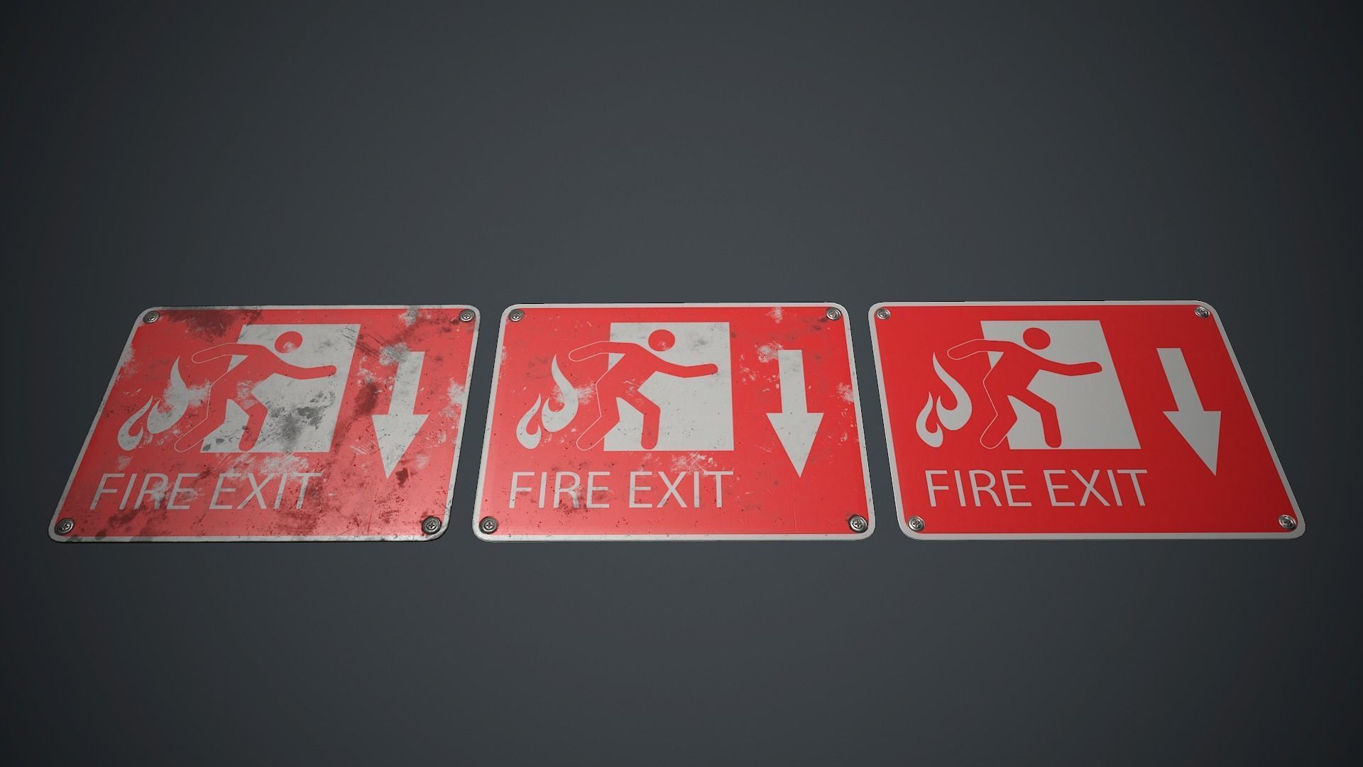 Plastic Exit Sign 4 PBR Game Ready Low-poly 3D model_4