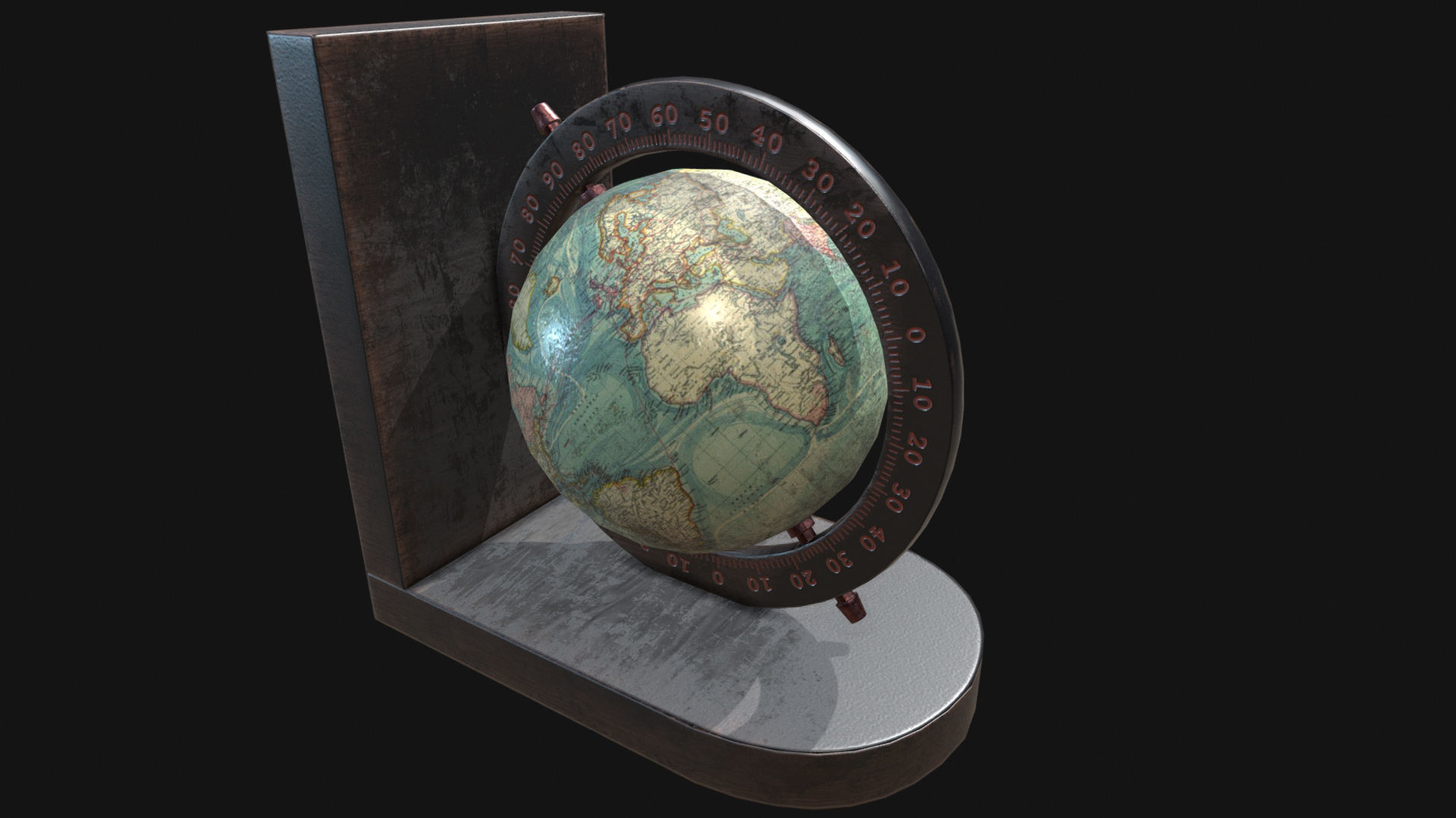 Globe Bookends Low-poly 3D model_1
