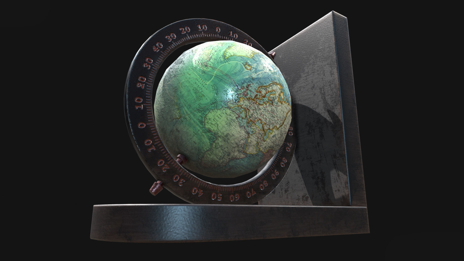 Globe Bookends Low-poly 3D model_2