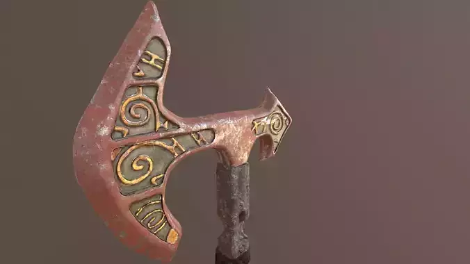 Battle Axe Mid Poly - UV and Textures 3D model