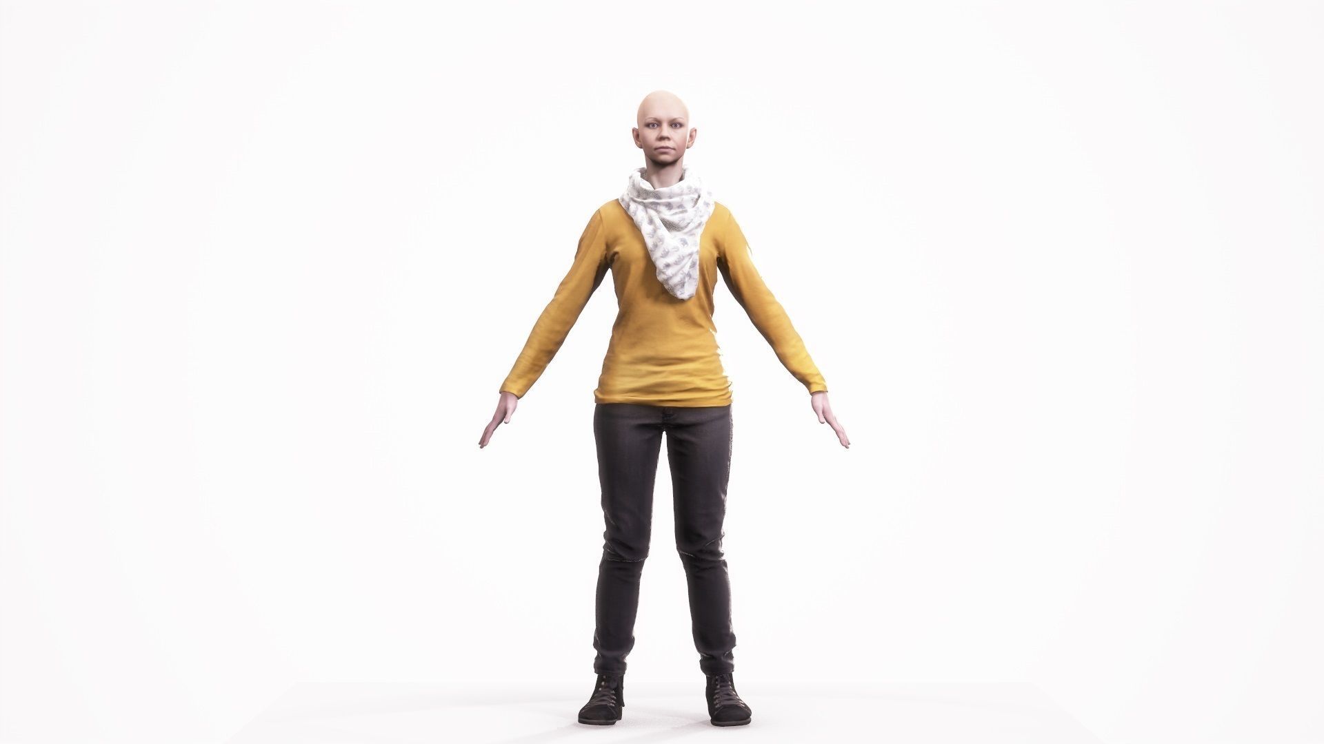 Human Woman Scan - 195F Low-poly 3D model_1