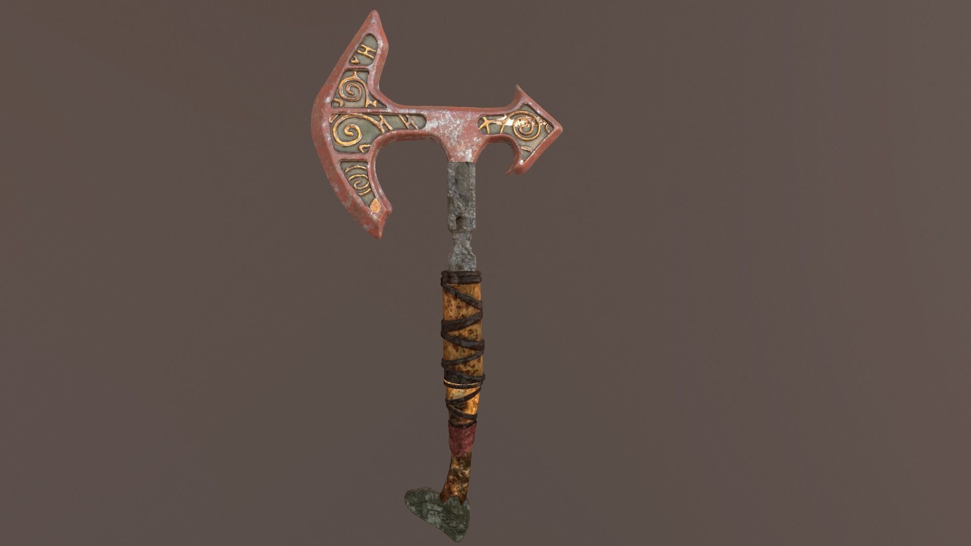 Battle Axe Poly and Tris Textured Low-poly 3D model_1