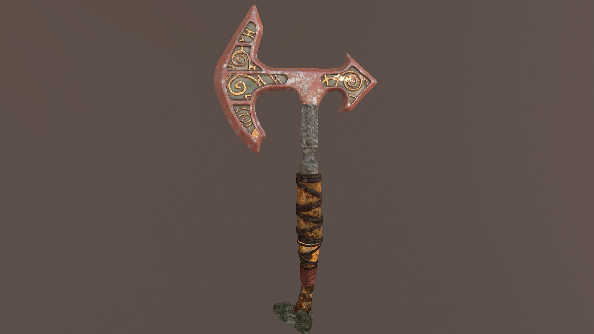 Battle Axe Poly and Tris Textured Low-poly 3D model_8