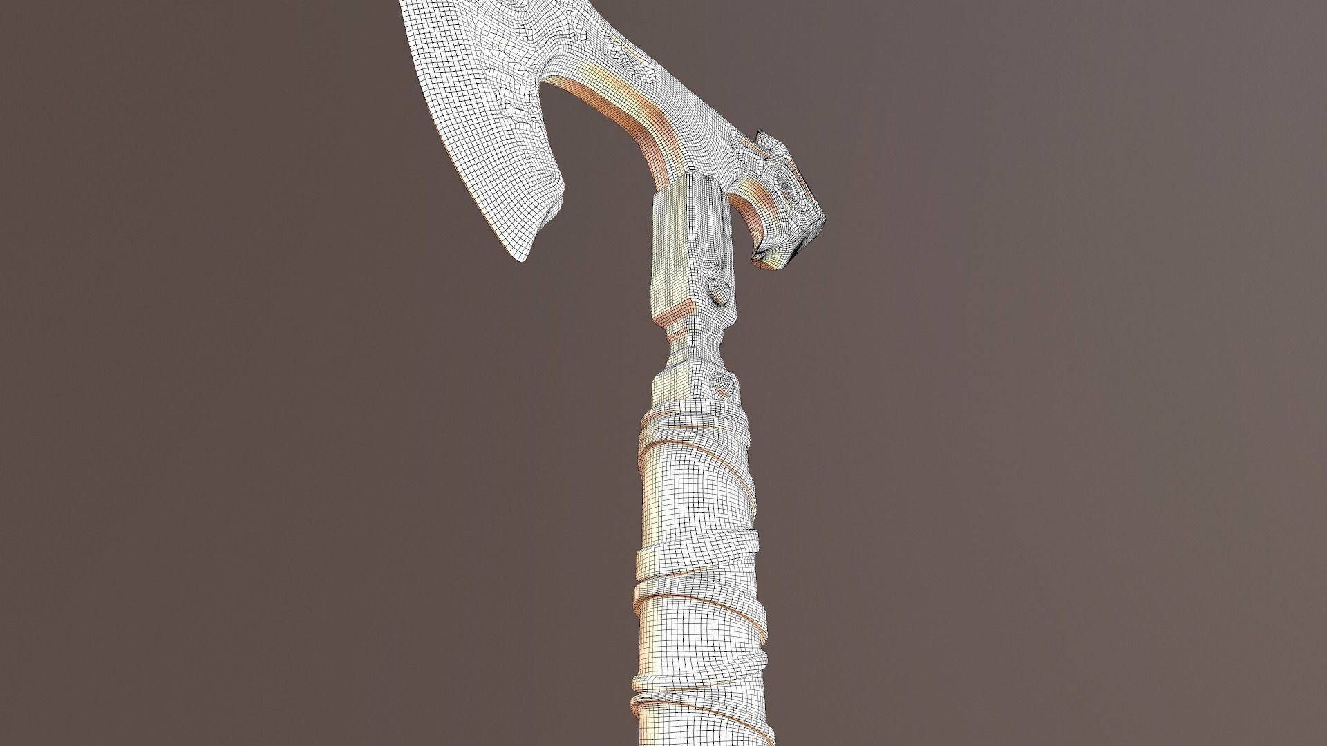 Battle Axe Poly and Tris Textured Low-poly 3D model_10