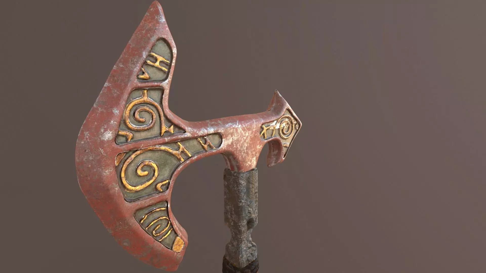 Battle Axe Poly and Tris Textured Low-poly 3D model_0