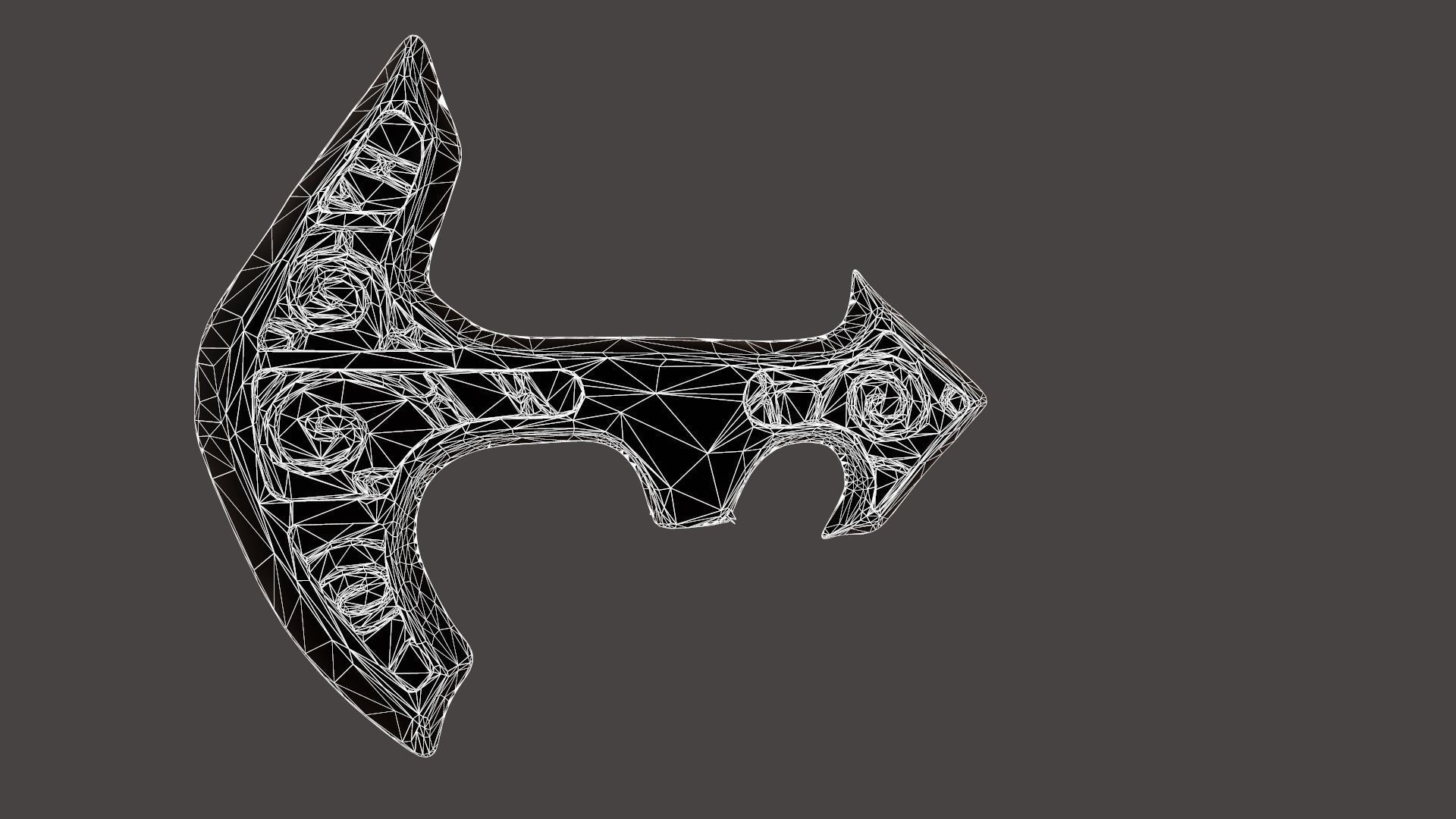 Battle Axe Poly and Tris Textured Low-poly 3D model_22