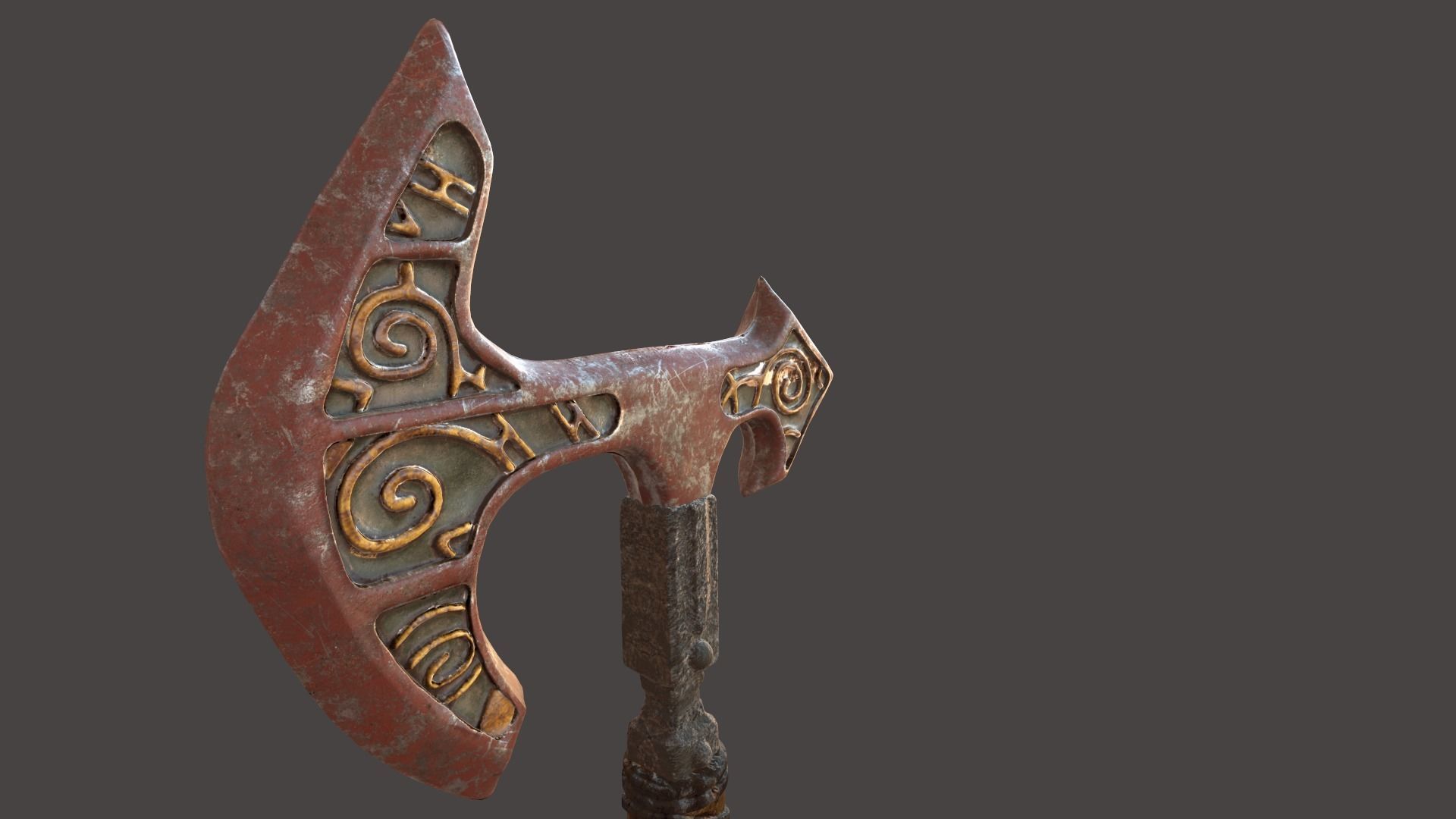 Battle Axe Poly and Tris Textured Low-poly 3D model_20