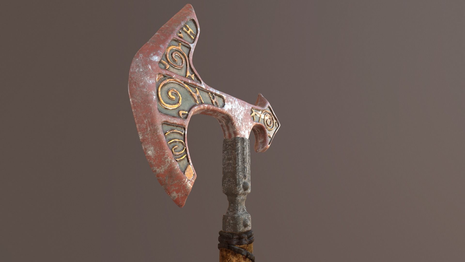 Battle Axe Poly and Tris Textured Low-poly 3D model_2