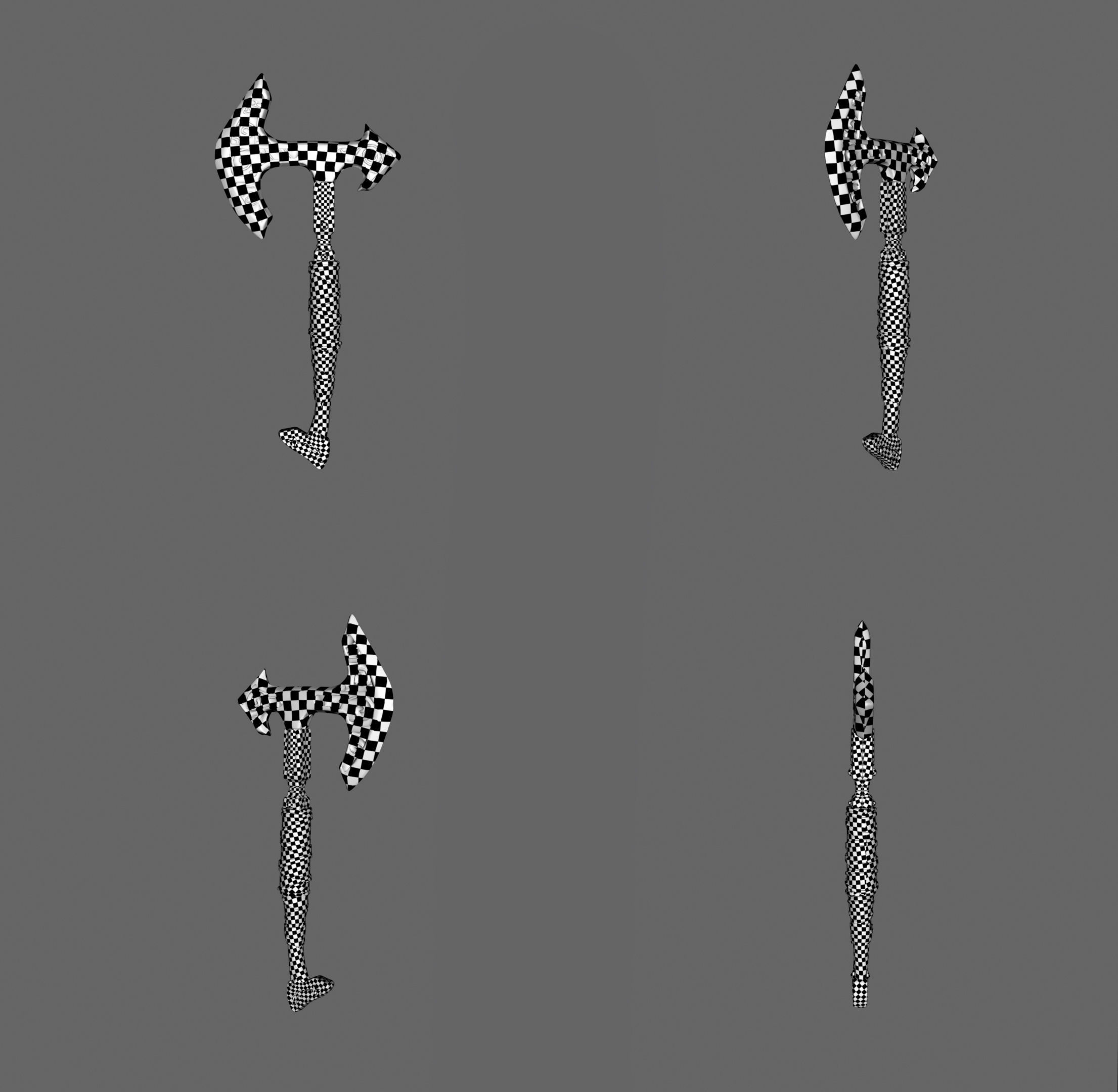 Battle Axe Poly and Tris Textured Low-poly 3D model_27