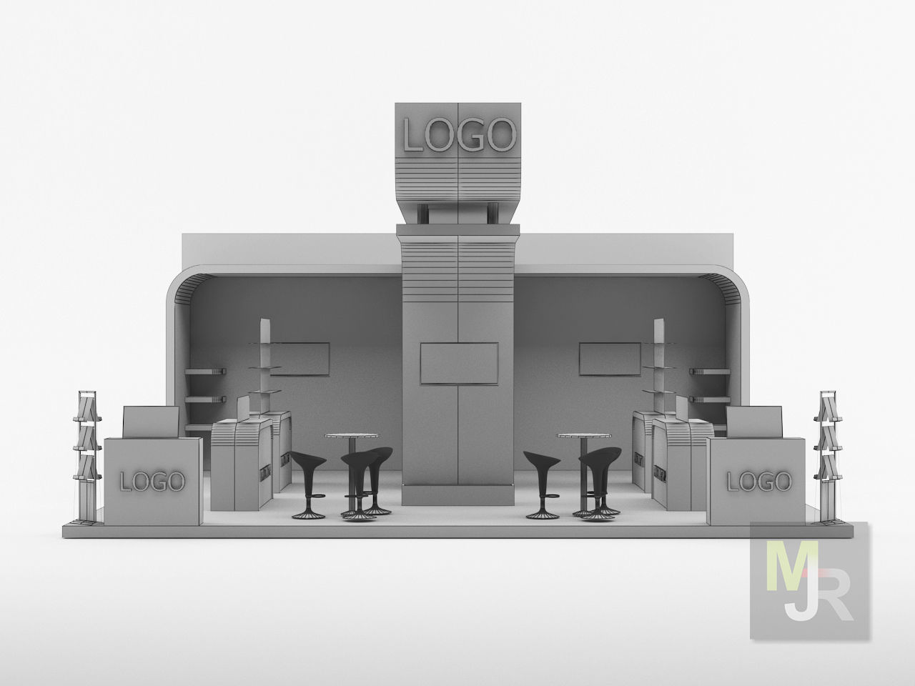 Stand 4 floor plan of gym 3D model_11