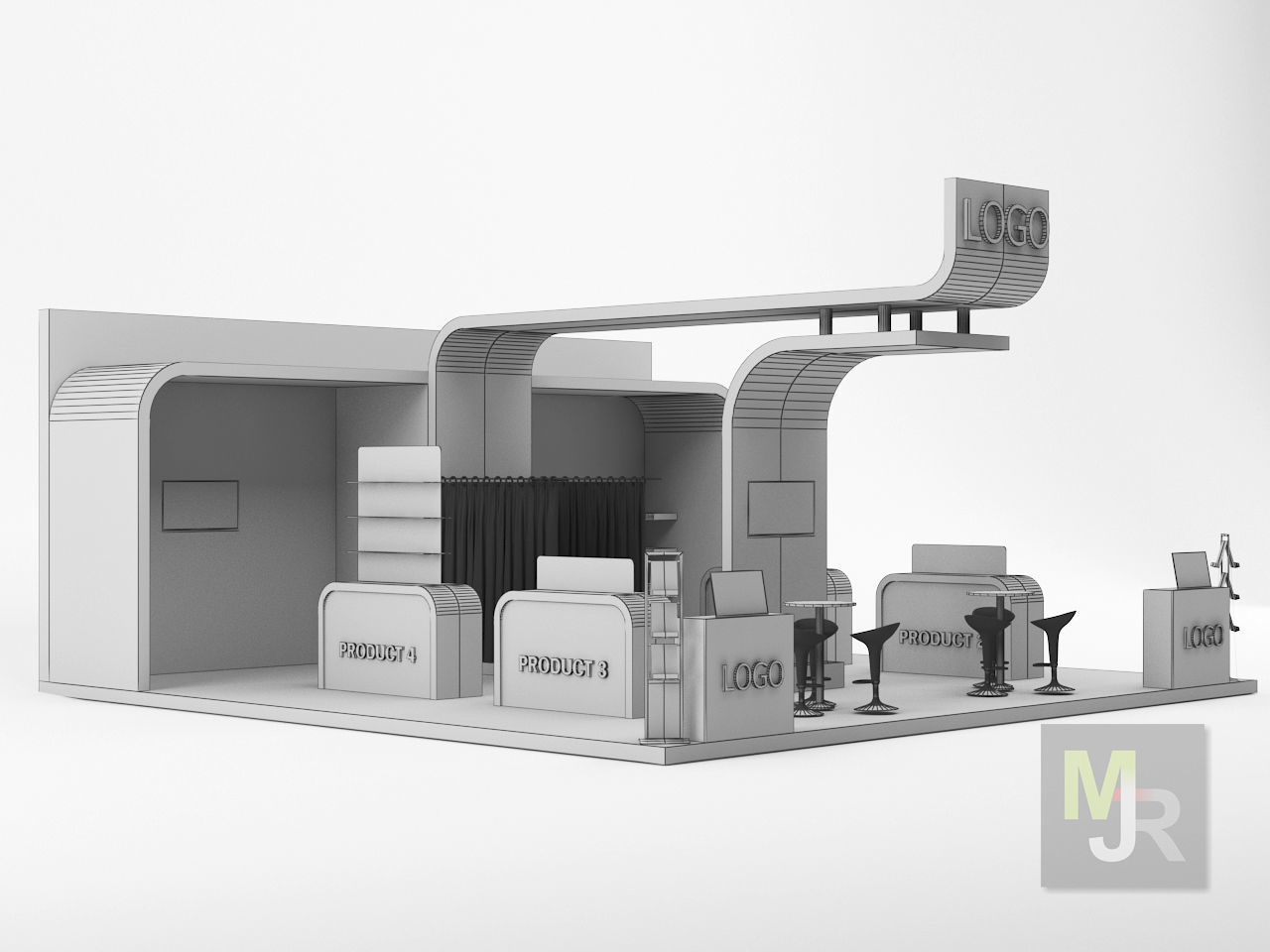Stand 4 floor plan of gym 3D model_7