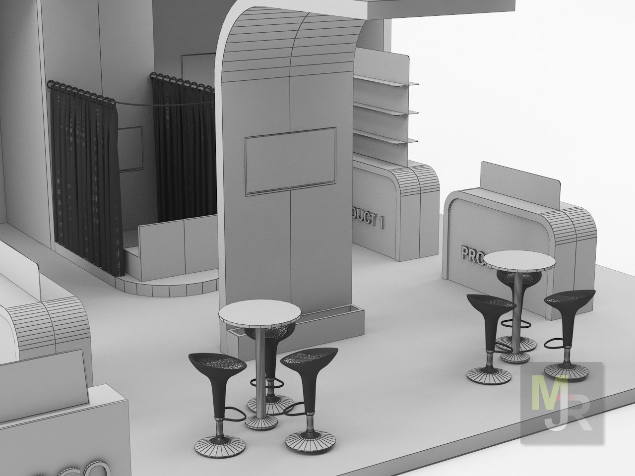 Stand 4 floor plan of gym 3D model_13