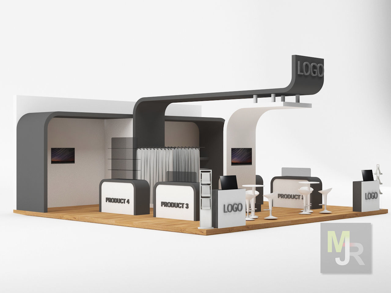 Stand 4 floor plan of gym 3D model_5