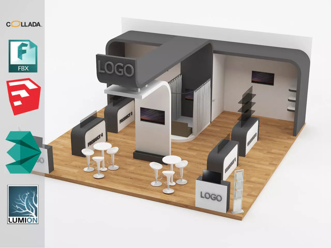Stand 4 floor plan of gym 3D model_0