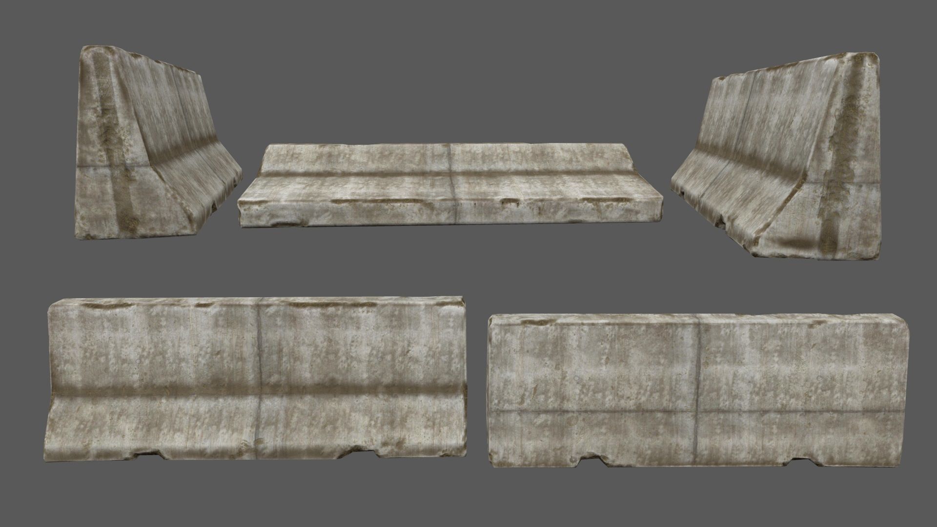 barrier set 1 of concrete blocks Low-poly 3D model_11