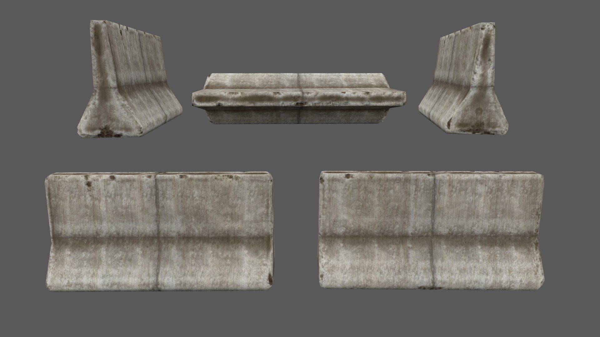 barrier set 1 of concrete blocks Low-poly 3D model_10