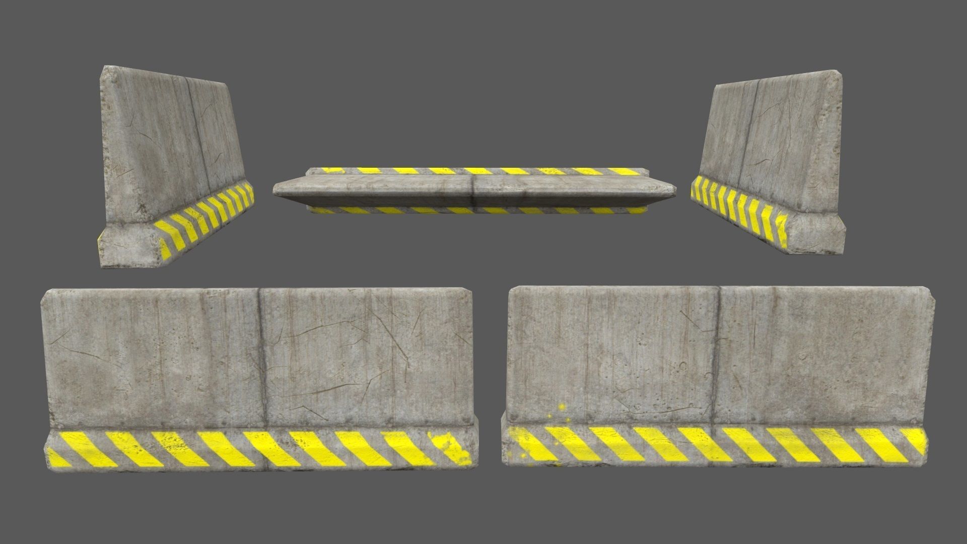 barrier set 1 of concrete blocks Low-poly 3D model_4