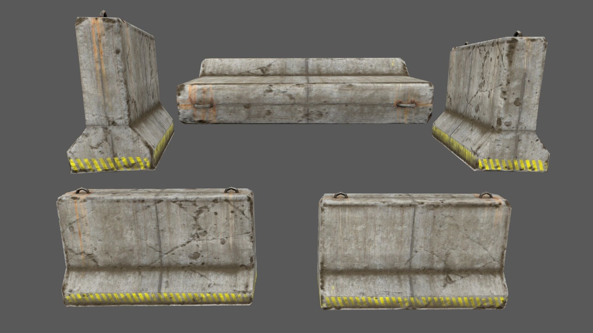 barrier set 1 of concrete blocks Low-poly 3D model_5
