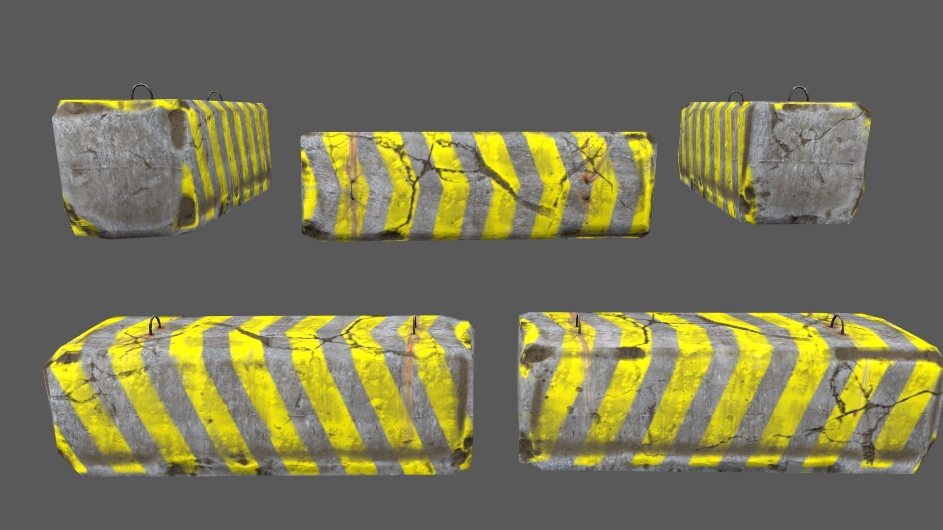 barrier set 1 of concrete blocks Low-poly 3D model_6