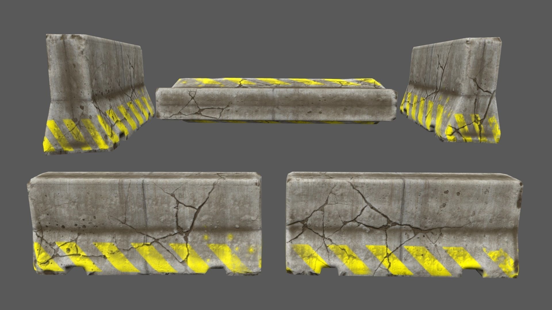 barrier set 1 of concrete blocks Low-poly 3D model_2