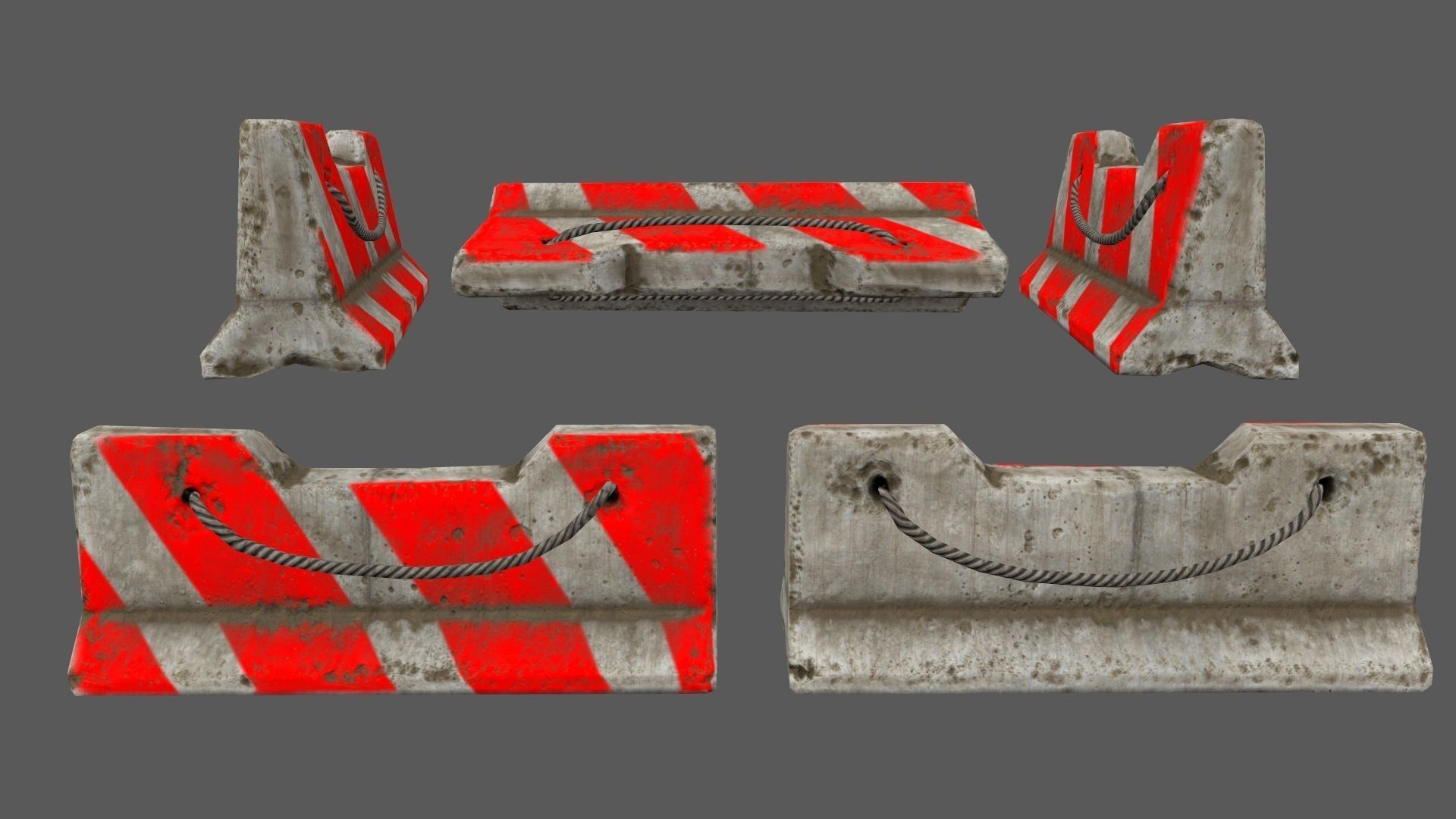 barrier set 2 road markings Low-poly 3D model_2