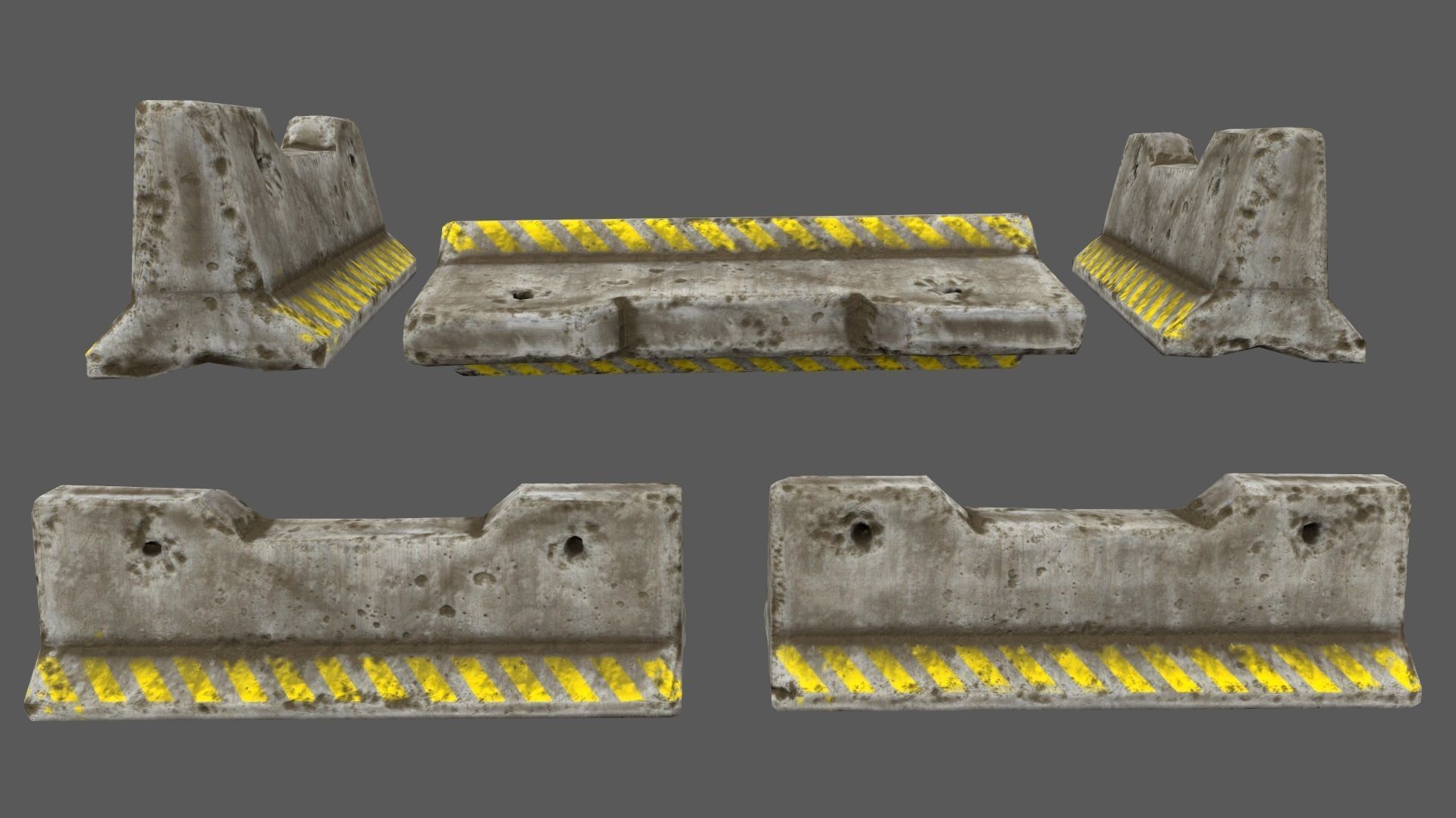 barrier set 2 road markings Low-poly 3D model_10