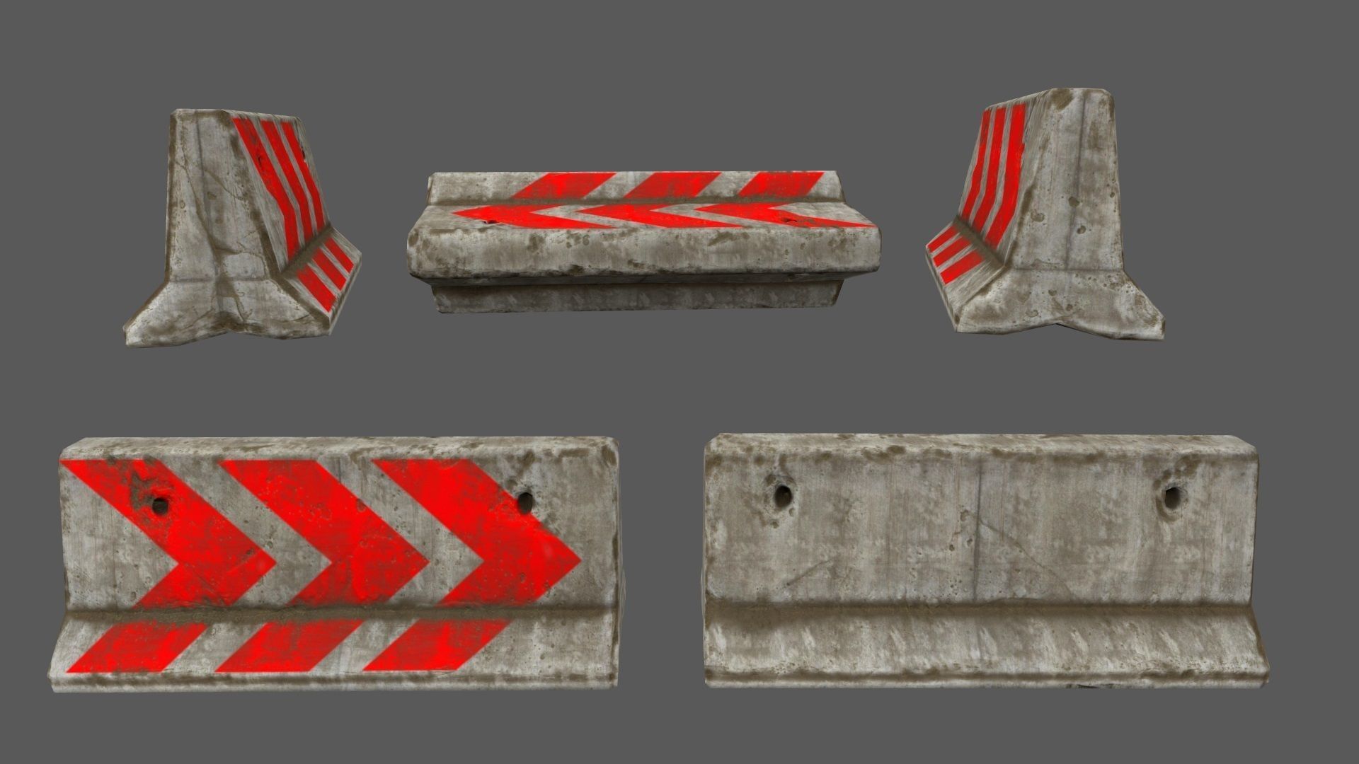 barrier set 2 road markings Low-poly 3D model_3