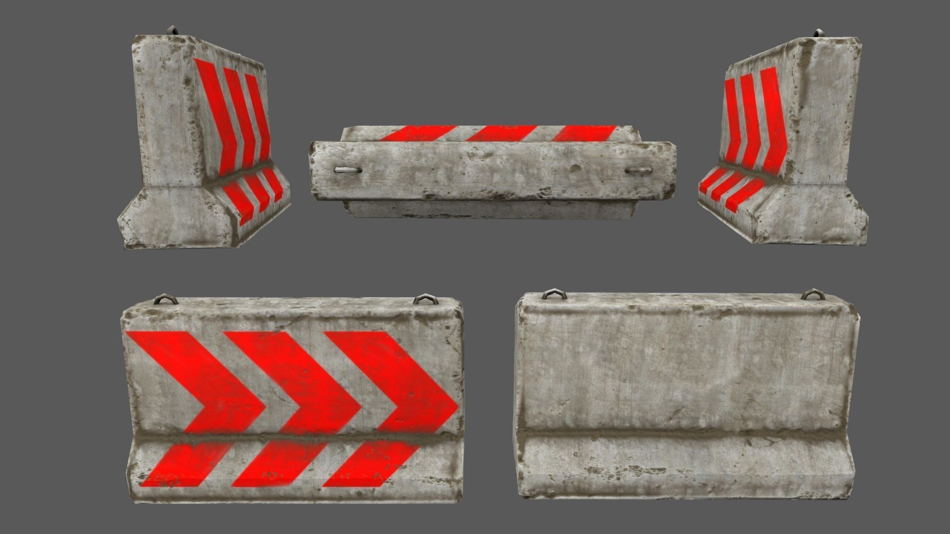 barrier set 2 road markings Low-poly 3D model_4