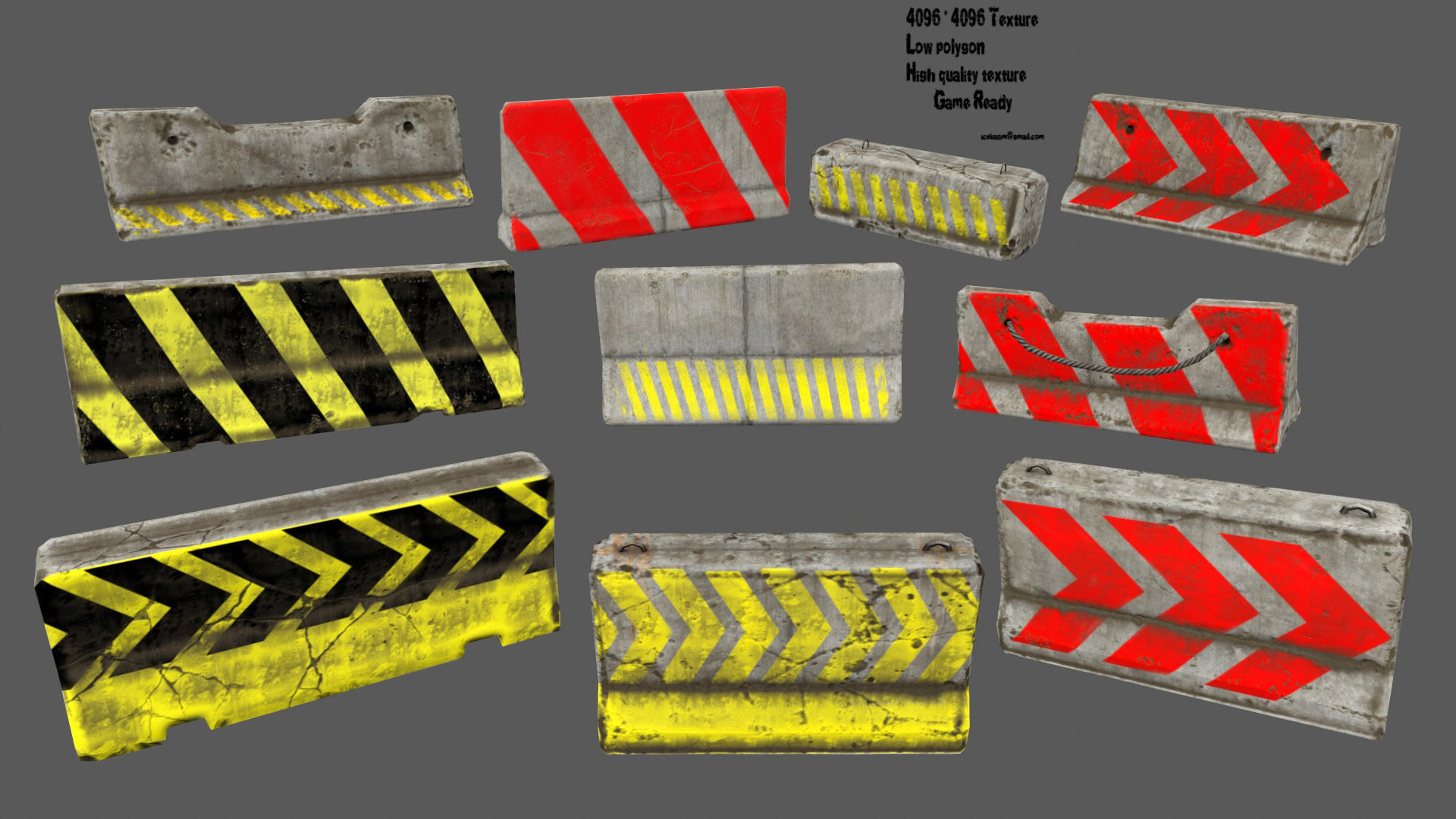 barrier set 2 road markings Low-poly 3D model_1