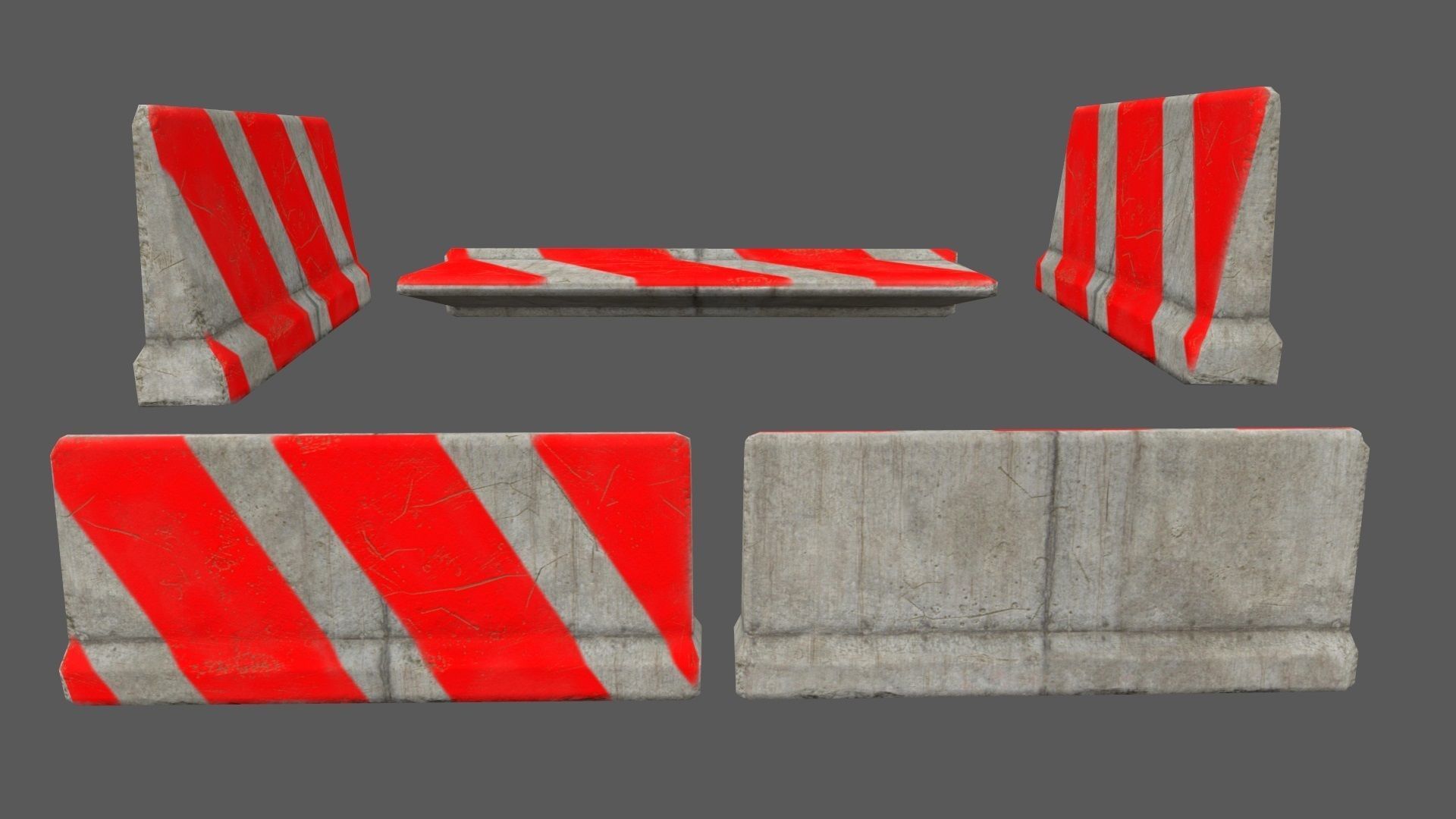 barrier set 2 road markings Low-poly 3D model_5