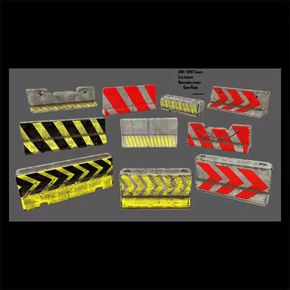 barrier set 2 road markings Low-poly 3D model_0