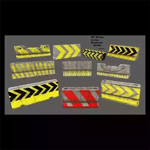 barrier set 3 of warning signs