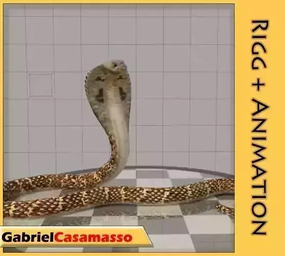 Cobra on checkered table Low-poly 3D model