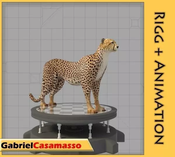 Cheetah on chess board 3D model_0