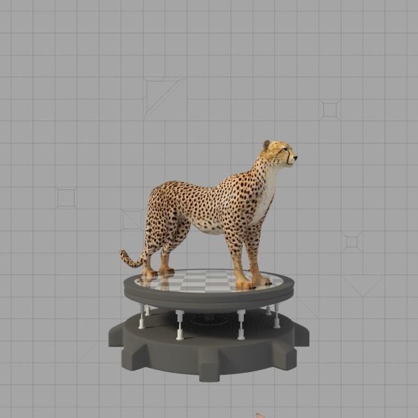 Cheetah on chess board 3D model_2