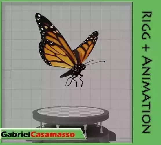 Monarch Butterfly Low-poly 3D model