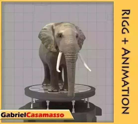 Elephant with tusks Low-poly 3D model