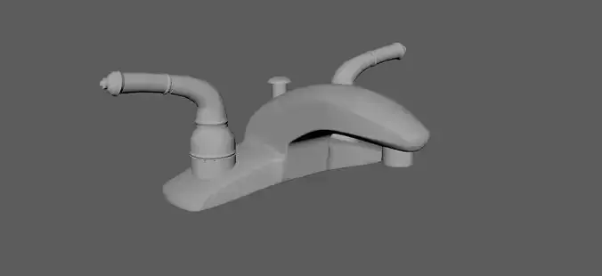 Tap 3D Model bathroom faucet with two pipes