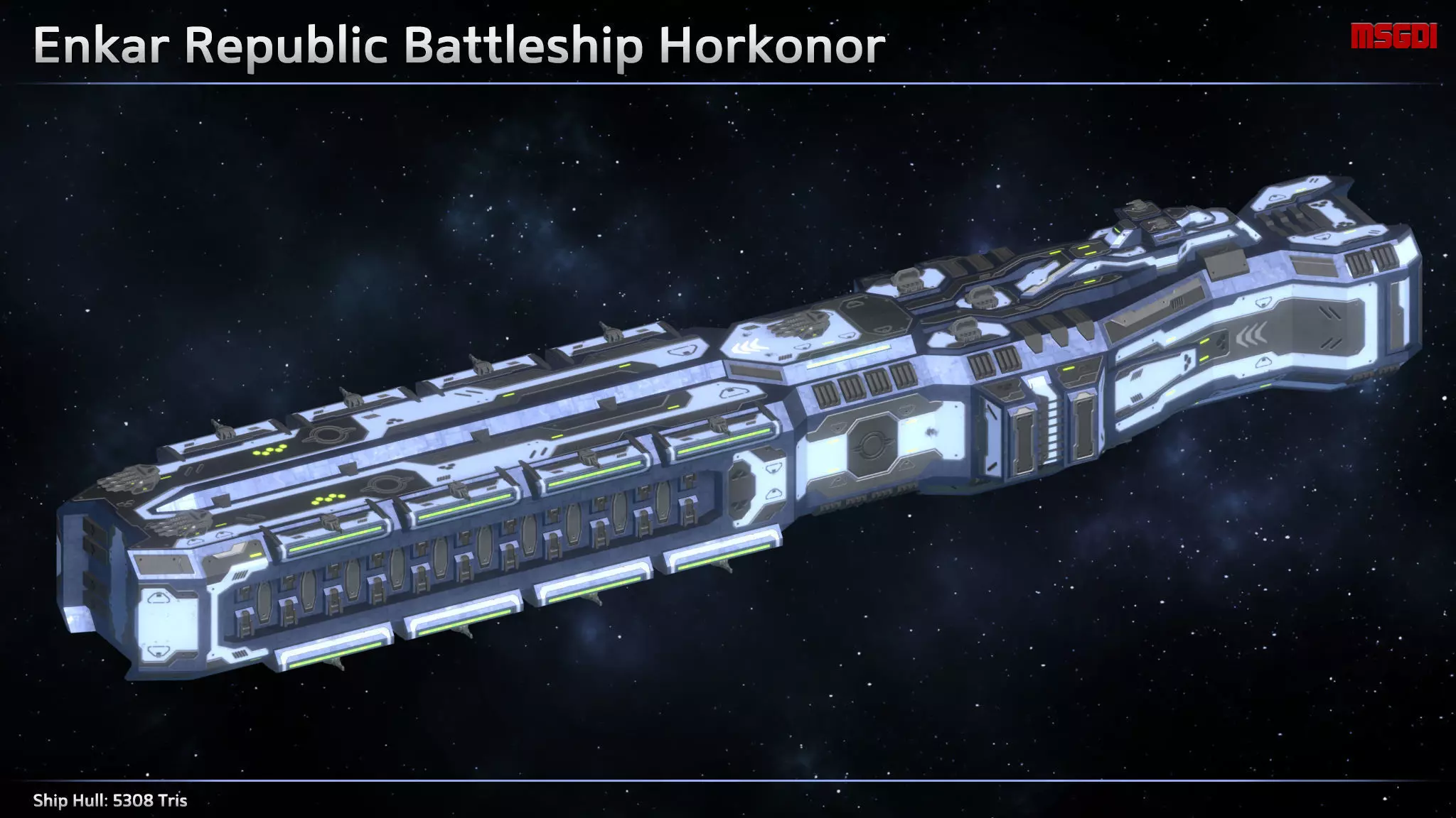 Spaceship Enkar Republic Battleship Horkonor Low-poly 3D model_0