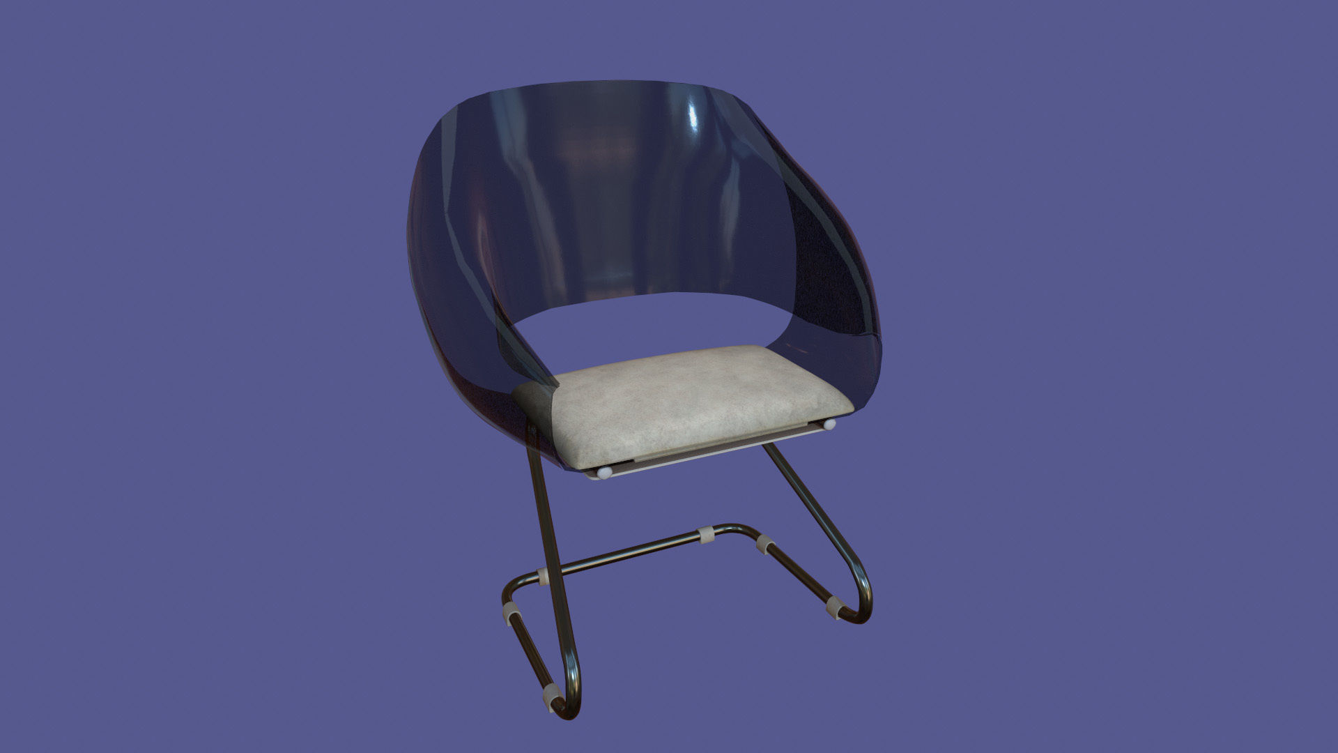 Low poly 70s retro vintage chair Low-poly 3D model_1